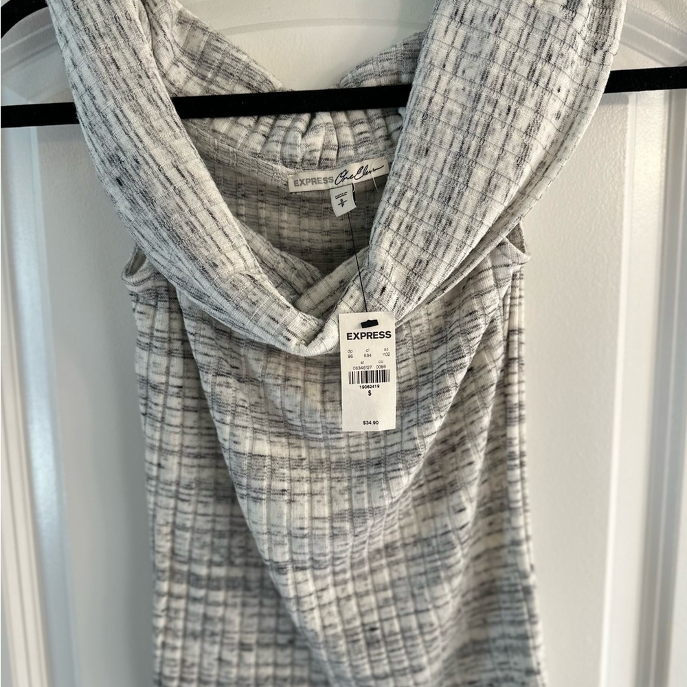 Express Textured Gray Cowl Neck Top